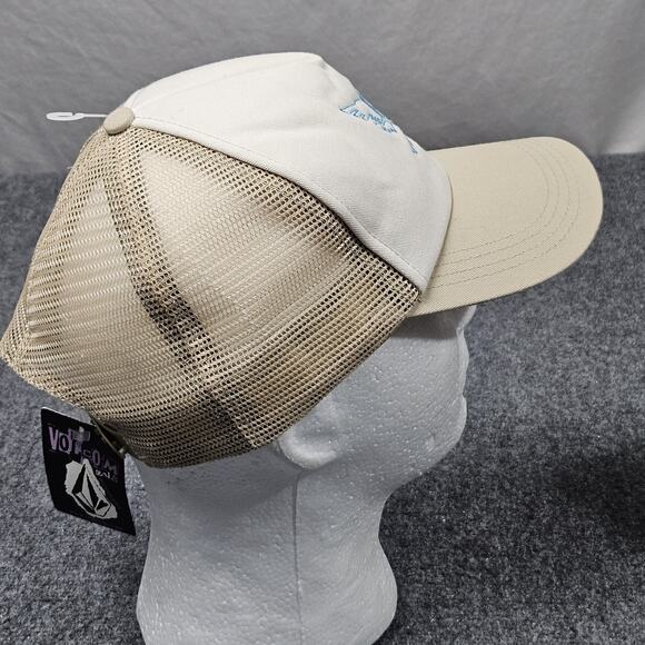 Volcom Wings N Things Trucker Hat Khaki White Mesh Snapback Cap Skater Y2K 90s - Picture 5 of 6